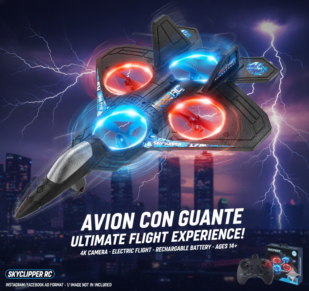 drone avion con guante